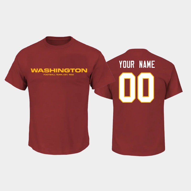 Men's Washington Football Team ACTIVE PLAYER Name & Number Custom 2020 Red T-Shirt